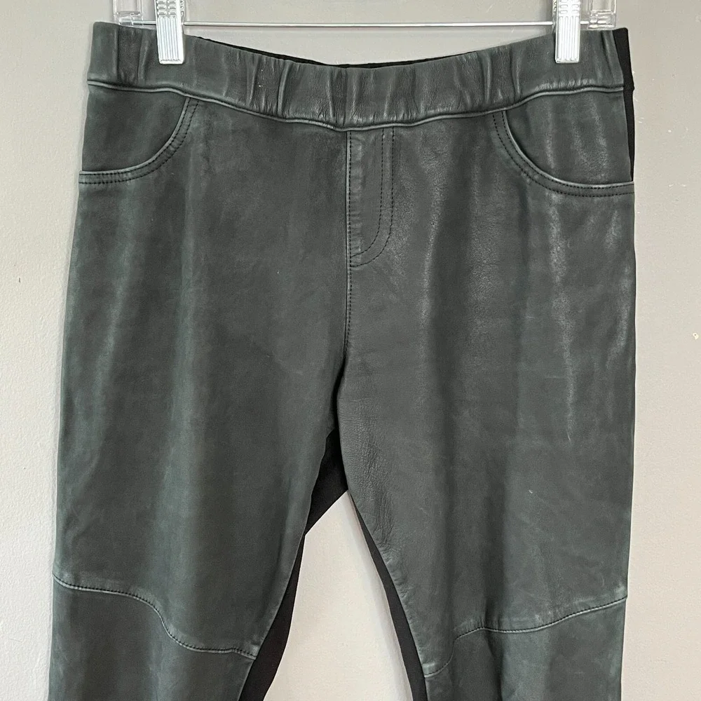 AS by DF Leather Front Knit Legging Womens 8 Gray/Black Pull-on Moto Rocker Edgy